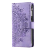 For Samsung Galaxy A71 5G Multi-Card Totem Zipper Leather Phone Case(Purple)