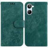 For Realme 10 4G Little Tiger Embossed Leather Phone Case(Green)