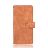 For LG Wing 5G Solid Color Skin Feel Magnetic Buckle Horizontal Flip Calf Texture PU Leather Case with Holder & Card Slots & Wallet(Brown)