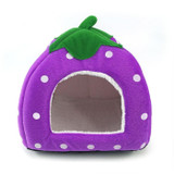 Strawberry Shaped Foldable Short Plush Pet House Nest, Size: M(Purple)