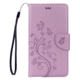 For LG V20 Butterflies Love Flowers Embossing Horizontal Flip Leather Case with Holder & Card Slots & Wallet & Lanyard(Light Purple)