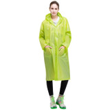 Fashion Adult Lightweight EVA Transparent Frosted Raincoat Big Hat With Pocket Size: M(Green)