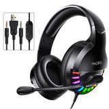 YINDIAO Q2 Head-mounted Wired Gaming Headset with Microphone, Version: Dual 3.5mm + USB(Black)