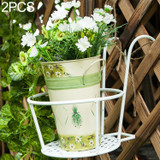 2 PCS Iron Metal Railing Potted Plant Shelves Hanging Flowerpot Rack (White)