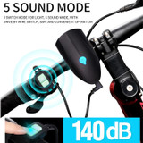 USB Charging Bike LED Riding Light, Charging 6 Hours with Horn & Line Control (Blue)