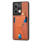 For OPPO Reno9 Pro+ Carbon Fiber Wallet Flip Card K-shaped Holder Phone Case(Brown)