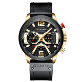 CURREN M8329 Casual Sport Leather Watch for Men(Gold black)