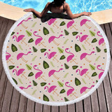 Round Beach Towel Sun Protection Shawl Quick-drying Beach Mat with Tassels, Size: 150 x 150cm(Flamingo 4)