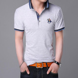 Fashionable Cotton Lapel Short-sleeve T-Shirt for Men, Size: XXXL(Gray)