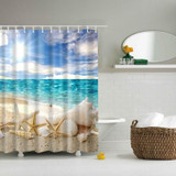 2 PCS Colorful Beach Conch Starfish Shell Polyester Washable Bath Shower Curtains, Size:180X200cm(Sunshine Shell)