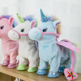 Children Singing and Walking Unicorn Electronic Plush Dolls  Toy, Size: 35 x 30 x 10cm(pink)