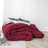 Handmade Thick Wool Knitted Blanket Sofa Chenille Stick Knitted Blanket, Size: 80 x 100 CM(Wine red)