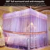 Palace Style Encryption Floor-standing Stainless Steel Three-door Mosquito Net, Specification:32 mm Bracket, Size:180x200 cm(Purple)