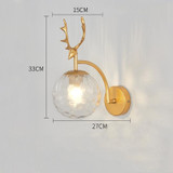 LED Glass Wall Bedroom Bedside Lamp Living Room Study Staircase Wall Lamp, Power source: Without Light Bulb(6104 Golden Water Grain Light)