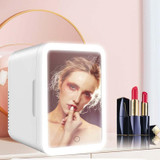 4L  45W Home Car Dual Purpose Refrigerator With Touch Light Makeup Mirror,CN Plug(White)