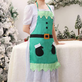 Christmas Cartoon Sleeveless Home Kitchen Apron Dust-proof and Anti-fouling Coveralls(Elf)