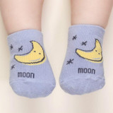 3 Pairs Autumn and Winter Cotton Non-slip Children Baby Cartoon Floor Socks, Size:1-3 Years Old(Yellow Moon)