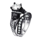 2 PCS Skull Ring Punk Style Fashion Jewelry, Ring Size:10(White)