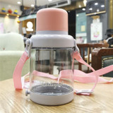 Bailiyou Hit Color Lanyard Outdoor Travel Plastic Cup Sports Bottle Cup, Capacity:700ML(Dark Pink Cover)