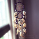 Home Decoration Retro Feather Dream Catcher Circular Feathers Wall Hanging Decor(YELLOW)