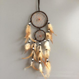 Home Decoration Retro Feather Dream Catcher Circular Feathers Wall Hanging Decor(Dark Brown)