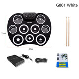Silicone Folding Portable Hand-Rolled Drum DTX Game Strike Board(G801 White)