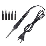 Metallic LCD Temperature Regulating Soldering Iron And Soldering Iron Tip Set Electric Soldering Iron Welding Tool(220V EU Plug Black Head Black)