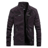 Men Casual Leather Jacket Coat (Color:Coffee Size:M)