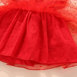 Girls Short-sleeved Mesh Dress With Bow (Color:Pink Size:80)