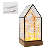 Fireworks Glass Lampshade Wooden Base 100 LEDs Night Light Birthday Christmas Gift, Spec: Dimming Switch(Firefly House)