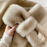 80cm Winter Thickened Warm Imitation Rabbit Fur Fake Collar(Khaki)