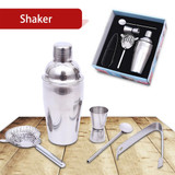 5 in 1 Classic Stainless Steel Shaker Set, Capacity: 550ml (Shaker + Jigger + Strainer + Ice Clip + Stirrer Pipe)(Silver)