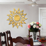 Sunflower Mirror Wall Sticker Bedroom Living Room Decoration Wall Stickers(Gold)