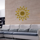 Sunflower Mirror Wall Sticker Bedroom Living Room Decoration Wall Stickers(Gold)