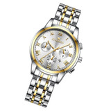 FNGEEN 4006 Ladies Quartz Watch Fashion Luminous Date Display Watch(Gold White Surface)