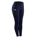 Slim Tight Sportswear Women High Waist Hips Slim Sports Leggings, Size:XL(Navy Blue)