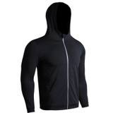 SIGETU Men Sport Hooded Zipper Coat (Color:Black Size:XXXL)