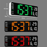 6629 13 Inch Multifunctional LED Living Room Large Screen Wall Clock(Black Shell Red Light)