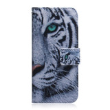 Painting Pattern Coloured Drawing Horizontal Flip Leather Case with Holder & Card Slots & Wallet for LG Q60(Tiger)