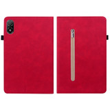 For Honor Pad V8 Pro Skin Feel Solid Color Zipper Leather Tablet Case(Red)