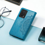 For Xiaomi Redmi K60 Pro Mandala Flower Embossed Leather Phone Case(Blue)