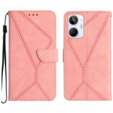 For Realme 10 4G Stitching Embossed Leather Phone Case(Pink)