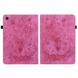 For Samsung Galaxy Tab S6 Lite P610 Butterfly Rose Embossed Leather Smart Tablet Case(Rose Red)
