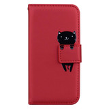 For iPhone 14 Plus Cartoon Buckle Horizontal Flip Leather Phone Case(Red)