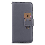 For iPhone 14 Plus Cartoon Buckle Horizontal Flip Leather Phone Case(Grey)
