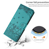 For Xiaomi Redmi Note 11 Global Cat Embossing Pattern Leather Phone Case with Lanyard(Blue)