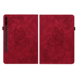 For Samsung Galaxy Tab S9+ Butterfly Flower Embossed Leather Tablet Case(Red)