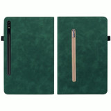 For Samsung Galaxy Tab S9+ Skin Feel Solid Color Zipper Leather Tablet Case(Green)