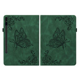 For Samsung Galaxy Tab S9+ Butterfly Flower Embossed Leather Tablet Case(Green)