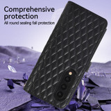 For Samsung Galaxy Z Fold4 Crossbody Diamond Lattice Folding Leather Phone Case(Black)